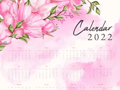 Vintage cherry blossom floral calendar 2022 with bouquet 2022 agenda art background calendar calendar 2022 cherry blossom date floral flower leaf painting plan plant poster print schedule wallpaper watercolor year