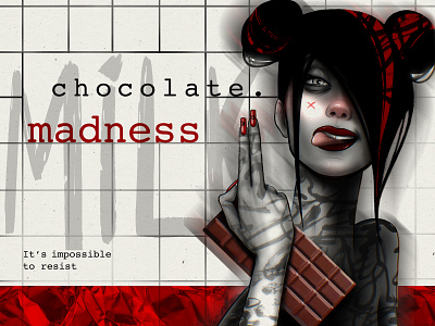 Chocolate madness chocolate female girl with chocolate graphic design illustration madness milk chocolate package design packaging women