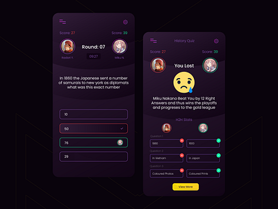 Two new Pages of the Quiz App Design. anime app app app design. brand design branding design designer designs final touches graphic design logo quiz app quiz app design. quiz design two new pages ui ui design web ui webdesign