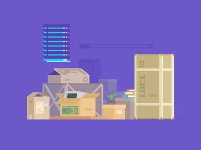 Unboxing time! basement calculate computer data desktop dork engeeniring geek illustration laboratory nerd oldschool server startup unboxing vintage