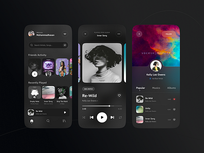 Tuneza: Music Player App artist audio player concept figma minimal mobile music music app music player player player app design player ui podcast product design spotify ui ui design user interface ux