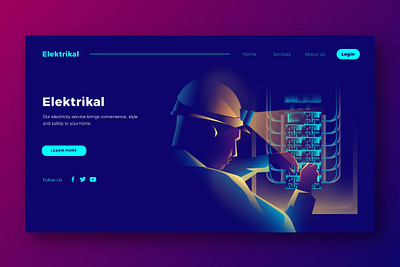 Elektrikal - Banner & Landing Page app banner branding design electrician electricity electro elektikal illustration landing landing page light page process ui ui design ux ux design webapp website