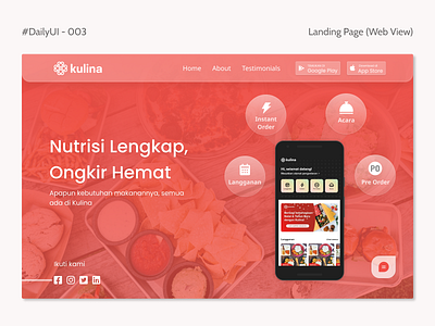 DailyUI - 003 : Landing Page (Web View) branding catering dailyui design food landing page ui ux web