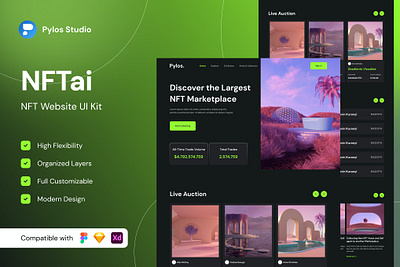 NFTai - NFT Website UI Kits branding cryptocurrency design designposter graphic design html illustration kit landign page media kit minimalism nft social media ui uikit ux vector web website websitetemplate