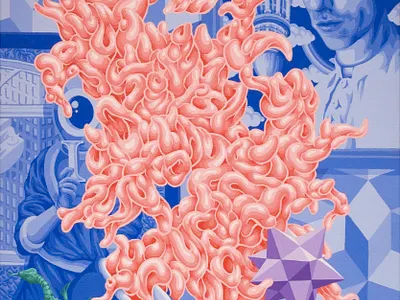 Eidozoa - Acrylic on canvas acrylic acrylic on canvas blue canvas fine art painting pink portrait surreal surrealism