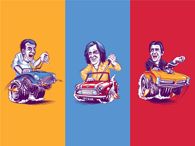 Top Gear Character Posters adobe illustrator car design ed roth hot rod illustration poster primary ratfink screen print top gear vector