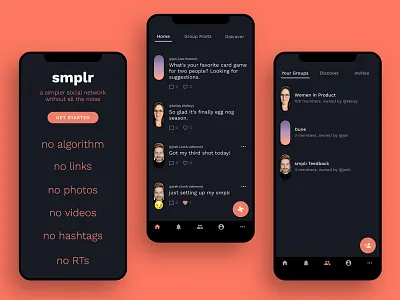 smplr - A Simpler Social Network app design mobile product design social network