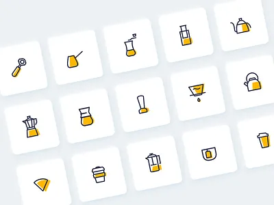 Coffee icon set branding coffee icon iconography iconset illustration ui