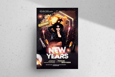 New Years Party Free Flyer Template (PSD) flyer new year new years eve flyers nye eve psd psd flyer