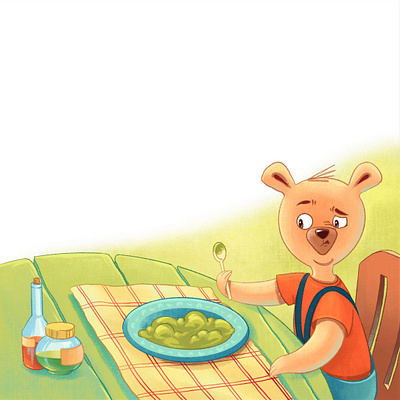 Bear and zucchini puree book illustration character development childrens illustration design graphic design illustration photoshop picture book procreate