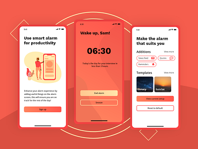 Smart alarm exploration alarm app application clay design ios modern ui user interface