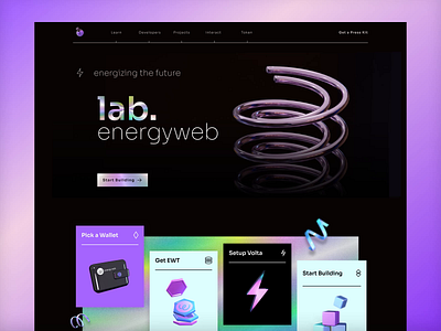 Energy Web Lab landing page 3d 3d animation animation blender community design graphic design illustration landing page motion graphics ui