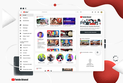 YouTube Advanced - Ui Design. app design branding concept design design sprint figma illustration procreate social media tiphanie ui uidesign ux uxdesign vector web web design website xd youtube