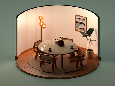 Dining room 3d c4d design