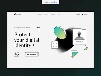Cyboro Protection Website animation css design development front end halo lab interface nocode product scroll security service startup ui ux web webflow website