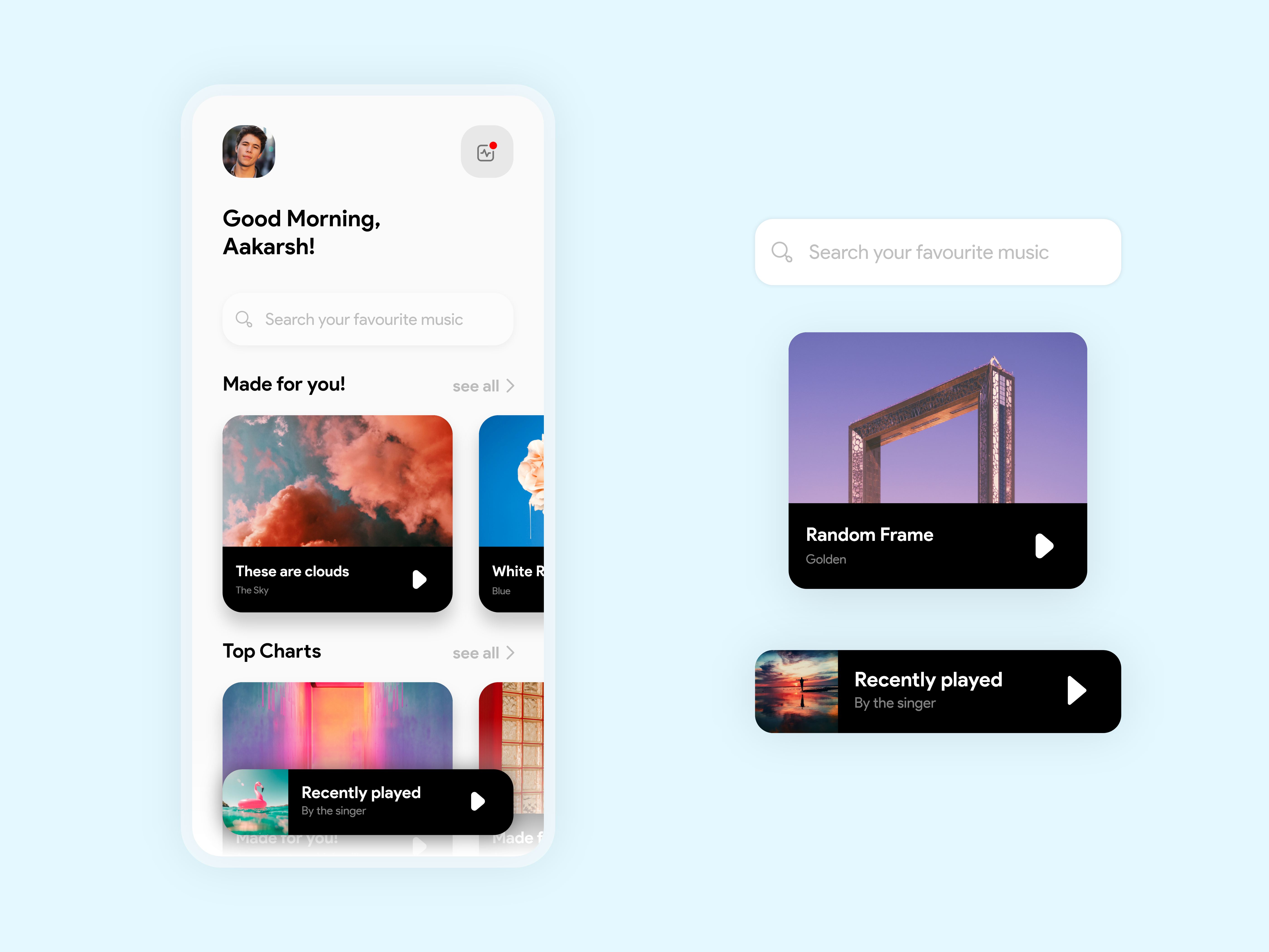 Music Player App app design dailyui minimal music player ui ui design uidesign ux ux design vector web design