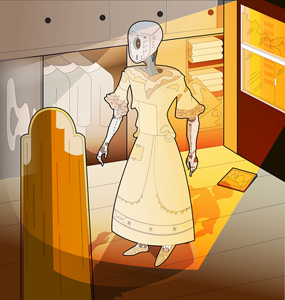 Robot Find Himself A Dress design illustration illustrator robot