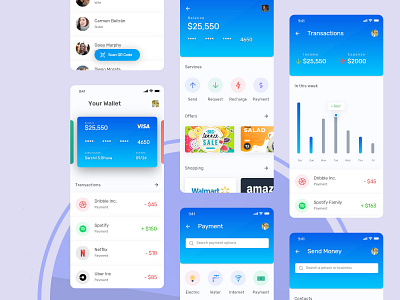 Mobile wallet app UI/UX design app design graphic design illustration ui ux