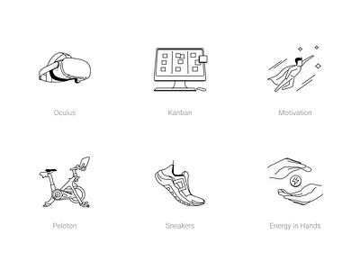 Outline icons - sketches canban design energy figma hands iconpack icons iconset motivation oculus outline peloton sketches sneakers sport tech vector work