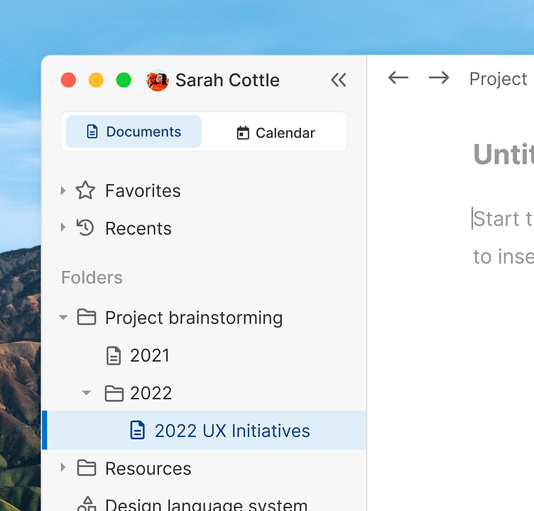 Notes and calendar desktop app by Sarah Cottle for Aha! on Dribbble