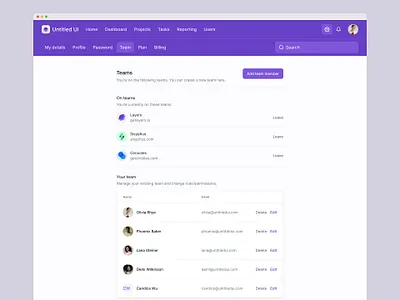 Team settings page — Untitled UI dashboard design system figma minimal minimalism preferences settings team settings ui kit web app