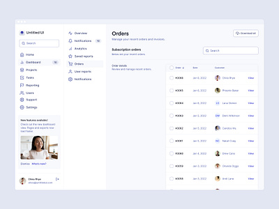 Orders/invoice dashboard — Untitled UI dashboard database design system feature card figma minimal minimalism navigation sales settings side bar sidebar sidenav simple table tables ui kit web app