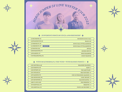 Horse Jumper Of Love Winter Tour 2022 art direction design digital design graphic design horse jumper of love illustration poster design purple show poster tour tour flyer tour poster typography yellow