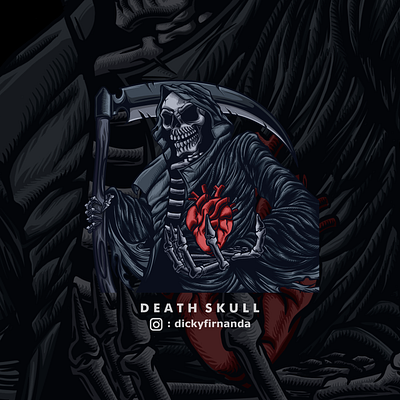 DEATH SKULL artwork brandidentity branding cover design dark illustration death skull digitalart drak art illustration merchdesign ovp posterdesign skull skull heart skullartwork