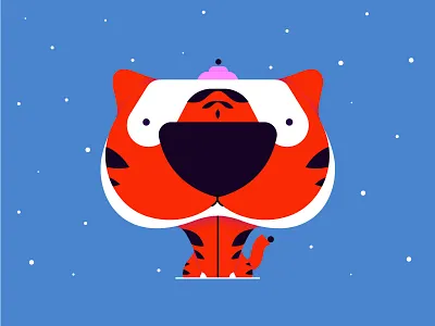 Tiger 2022 2022 animal art branding cartoon cat character childish children book christmas cute design flat style graphic design happy new year illustration snow tiger vector winter