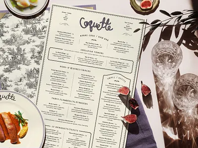 Coquette Restaurant Menu Design branding creative agency design illustration logo logotype menu design restaurant branding vector