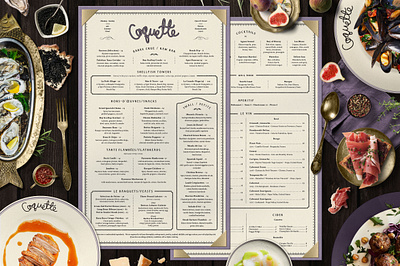 Coquette Restaurant Menu Design branding creative agency design illustration logo logotype menu design restaurant branding vector