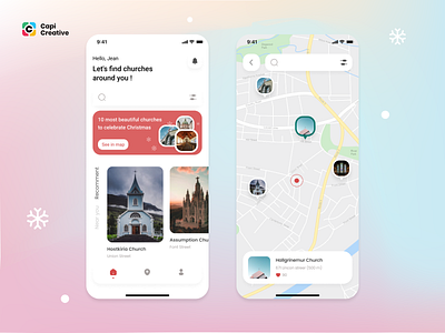 UI Concept Christmas app capi christmas church creative design illustration map mobile ui ui kit xmas
