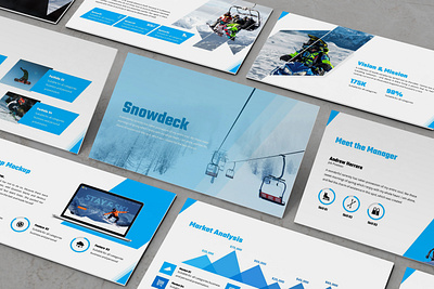 Snowdeck - Snow Park Presentation Template abstract acyion blue business presentation cool extreme ice innovation orange picthdeck powerpoint template presentation simple slides snowboarding snowfall teal travel weather winter