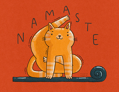 Namaste Cat cat character illustration kitty namaste pet yoga yoga yoga design yoga mat yogi cay