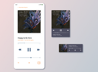 Music player UI for mobile and desktop widgets album art challenge concept daily dailyui dailyui009 design interface mobile mp3 music player practice responsive song ui ux visual widget