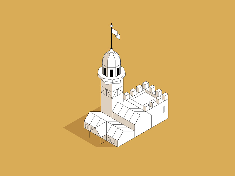 Maiden's Tower - Istanbul city galataport icon illustration isometric istanbul line maiden map tower vector