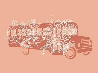 Floral Bus Illustration design illustration