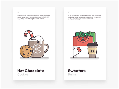 Hot Chocolate & Sweathers branding candy coffee cookies design drink gifts holiday holidays hot chocolate icon icon set illustration santa season snowflake sweaters vector winter xmas