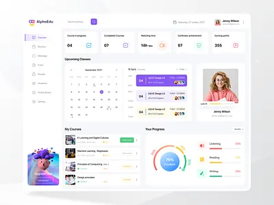 Alpha Edu second course screen interface class management clean ui dashboard design education education app minimal ui product design school management student management ui uiux web app white space