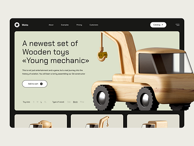 Woto - Product Landing page 3d app clean commerce design illu illustration landing minimal product promo shop store toy toys ui ux web website