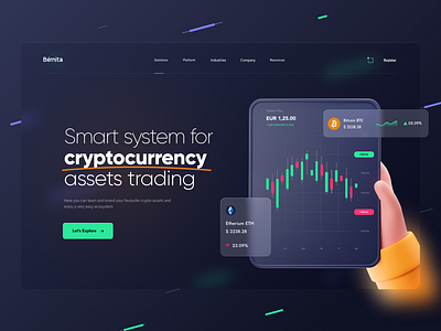 crypto website concept bear bitcoin bull charts crypto cryptocurrency dark etherium homepage money trading ui design ux design website