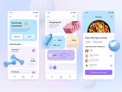 Fitness App 3d animation design graphic design illustration logo mobile app mobile ui motion graphics ui ui design uidesign ux design uxdesign uxui