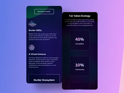 Gunterverse Website Mobile branding design gunterverse metaverse metaverseui mobile mobileresponsiveness mobileui token typography ui web3 web3mobile web3ui website websiteui