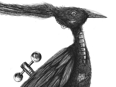 Do Androids Dream of Electric Sheep? android animal bird blackandwhite characterdesign digitalart illustration machine mechanical procreate robot steampunk