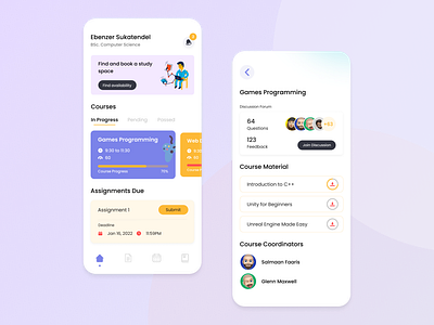 University Student Application app design flat ui ux web