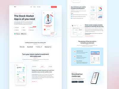 Stox I Stock Market App landing website app design banking clean currency website finance website financial market financial website fintech homepage interface design landing page minimal mobile app design modern software design stock market app stock market website ui design visual design website design