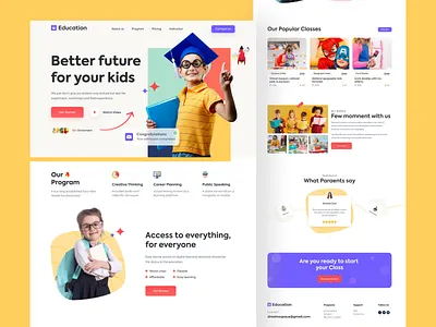 Kids Education Platform Landing Page 2022 trend branding business clean ui design education figma kids education landing page learning retro school website uiux user interface ux web ui website