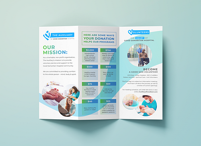 Trifold Brochure for The Auxiliary of Good Samaritan Hospital branding design logo typography