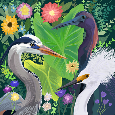 Water Bird Mural Concept design illustration