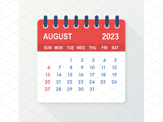 August 2023 Calendar Leaf. Calendar by DG-Studio on Dribbble